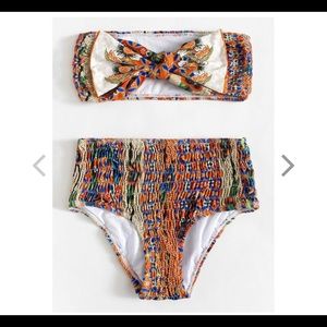 bow tied shirred bikini set